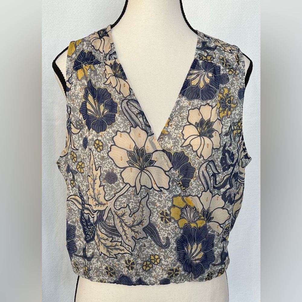 Rachel Roy Womens Sleeveless Floral Cross Front Smock Back Hem‎ Size Medium